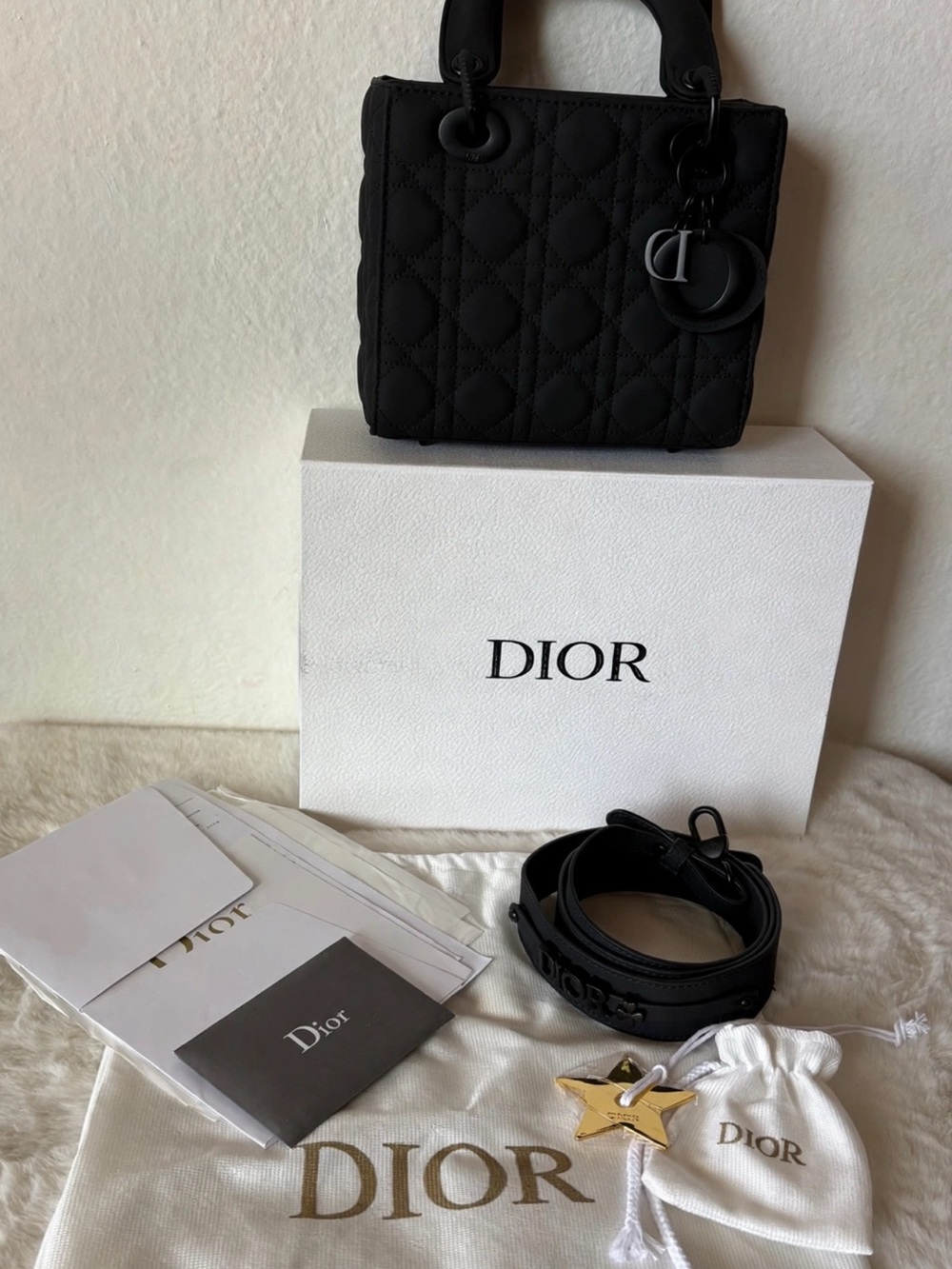 Inspired Black Quilted Mini Lady Bag with Charm